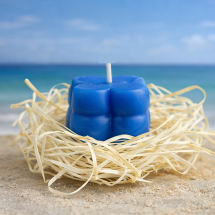 tiny bubble soy wax candle blue color
