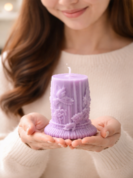 lilac forest etch kalp glim soy wax candle